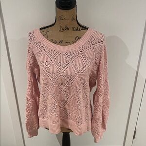 LOFT Light Pink Crew Neck Sweater